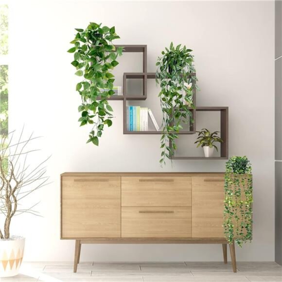 Sggvecsy Fake Hanging Plants 4 Pack Artificial Hanging Eucalyptus Plants Fake - Picture 3 of 7